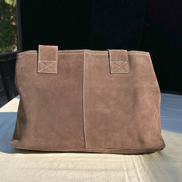 Eddie Bauer Cocoa Brown Suede Tote Bag - Picture 1 of 8